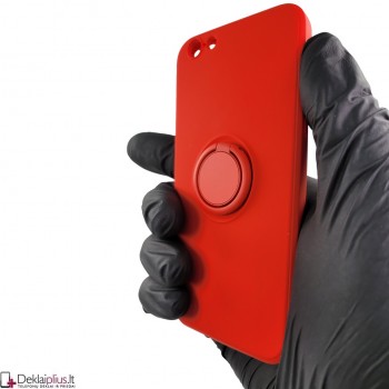Vennus švelnaus silikono dėklas su žiedu - raudonas (telefonui Iphone 6/6S)