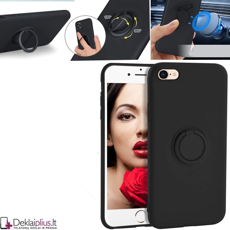 Vennus švelnaus silikono dėklas su žiedu - juodas (Apple Iphone 6/6S) Vennus švelnaus silikono dėklas su žiedu - juodas (Apple Iphone 6/6S)