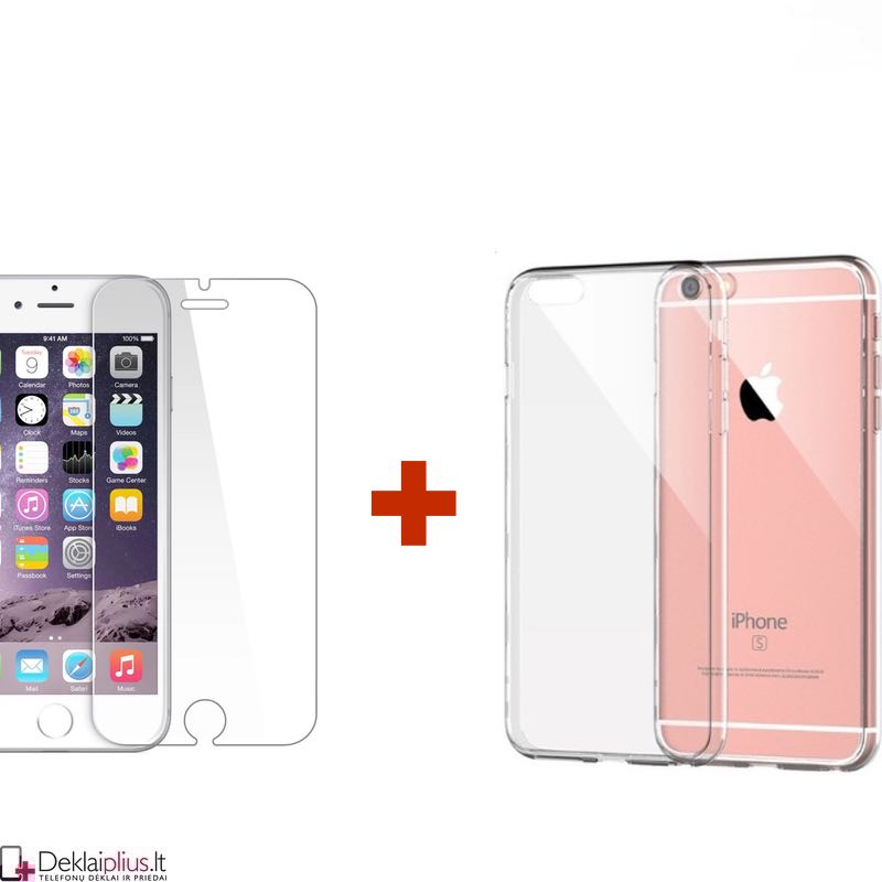 Komplektas dėklas - permatomas + apsauginis ekrano stiklas (Apple Iphone 6 Plus/6s Plus) Komplektas dėklas - permatomas + apsauginis ekrano stiklas (Apple Iphone 6 Plus/6s Plus)