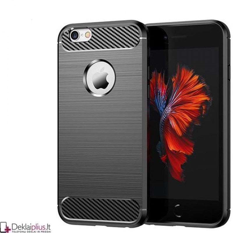 Carbon guminis dėklas - juodas (Apple Iphone 6 Plus/6S Plus) Carbon guminis dėklas - juodas (Apple Iphone 6 Plus/6S Plus)