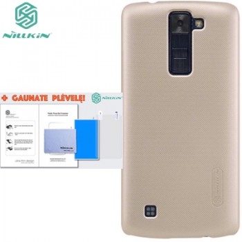 Nillkin f. shield dėklas auksinis + plėvelė (Lg k8 telefonui)