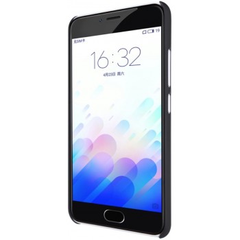 Meizu M3 deklas juodas "Nillkin" Frosted Shield + plėvelė