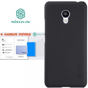 Meizu M3 deklas juodas "Nillkin" Frosted Shield + plėvelė