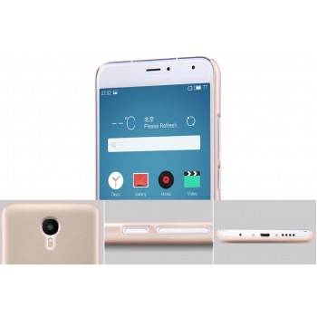 Meizu Metal/M1 Metal dėklas auksinis  "Nillkin" Frosted Shield + plėvelė