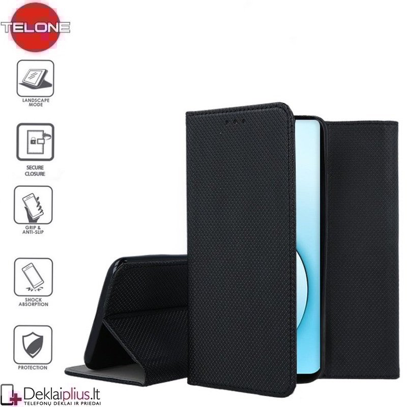 Telone smart magnet serijos atverčiamas dėklas - juodas (Realme X50) Telone smart magnet serijos atverčiamas dėklas - juodas (Realme X50)