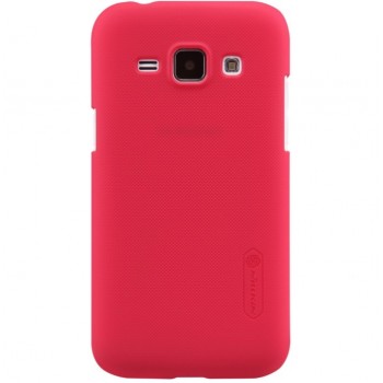 Galaxy J1 (2015 m.) dėklas raudonas "Nillkin" Frosted Shield + plėvelė