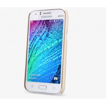 Galaxy J1 (2015 m.) dėklas auksinis "Nillkin" Frosted Shield + plėvelė