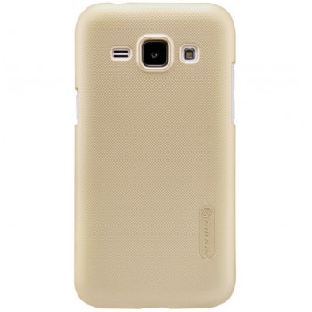 Galaxy J1 (2015 m.) dėklas auksinis "Nillkin" Frosted Shield + plėvelė