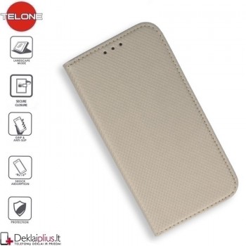Telone smart magnet atverčiamas dėklas - auksinės spalvos (Samsung S6)