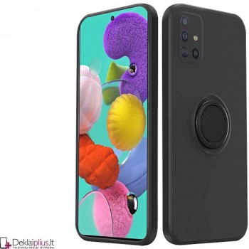 Švelnaus silikono dėklas su žiedu - juodas (Samsung A51)