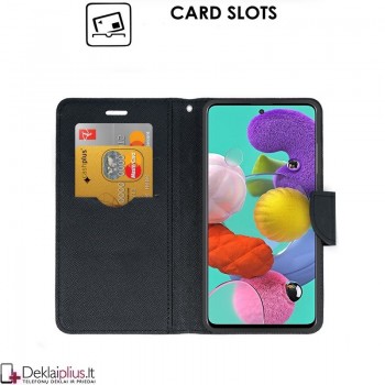 Atverčiamas dėklas su skyreliais - juodas (Samsung GALAXY A51) Atverčiamas dėklas su skyreliais - juodas (Samsung GALAXY A51)