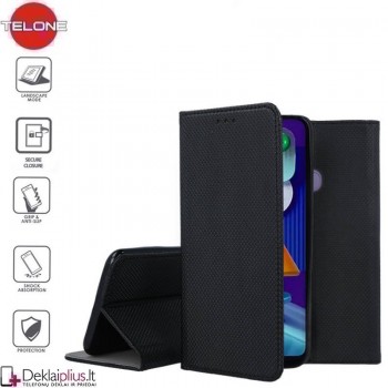 Telone smart magnet serijos atverčiamas dėklas - juodas (Samsung M11/A11)