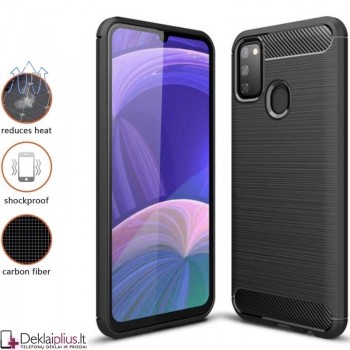 Carbon guminis dėklas - juodas (GALAXY M30S) 