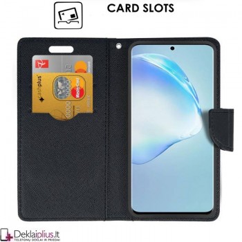 Telone fancy dėklas su skyreliais - auksinės spalvos (telefonams Samsung S20)