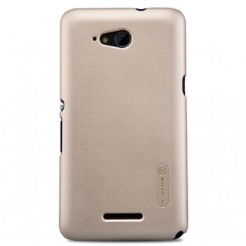 Xperia E4g dėklas auksinis  "Nillkin" Frosted Shield + plėvelė
