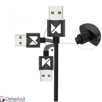 Wozinsky magnetinis laidas Usb /Usb type-C/Micro usb/Lightning 2.4A 1m