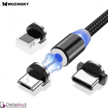 Wozinsky magnetinis laidas Usb /Usb type-C/Micro usb/Lightning 2.4A 1m