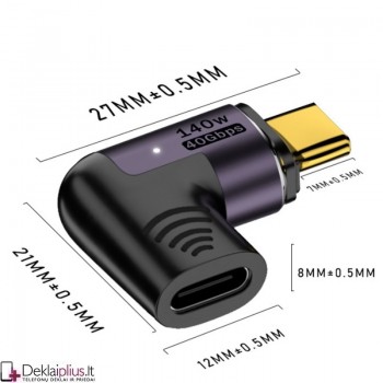 Magnetinis adapteris 140W 5A USB 4.0 USB-C / Type-C to Type-C 40Gbps Magnetinis adapteris 140W 5A USB 4.0 USB-C / Type-C to Type-C 40Gbps