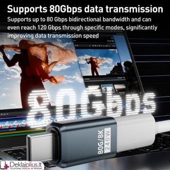 Adapteris 240W 5A USB 4.0 USB-C / Type-C to Type-C 80Gbps