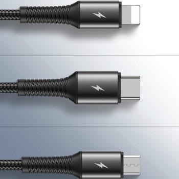 Joyroom 3in1 kabelis usb su Lightning / USB Type C / micro USB