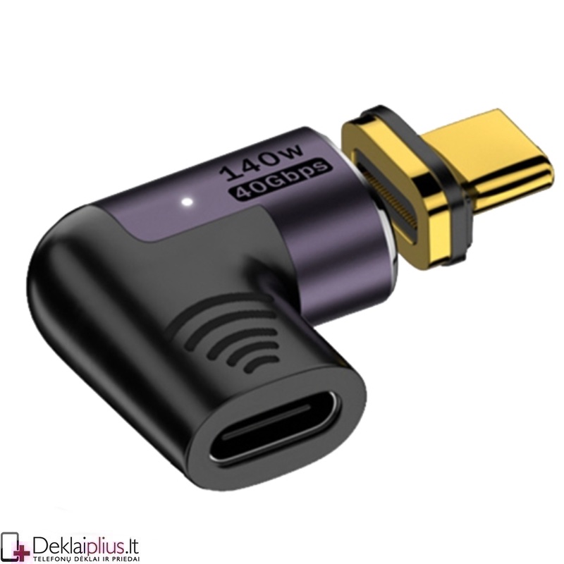 Magnetinis adapteris 140W 5A USB 4.0 USB-C / Type-C to Type-C 40Gbps Magnetinis adapteris 140W 5A USB 4.0 USB-C / Type-C to Type-C 40Gbps