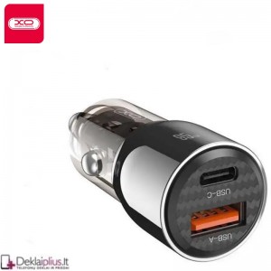 XO automobilinis įkroviklis - usb- (30W) type-c (65W)