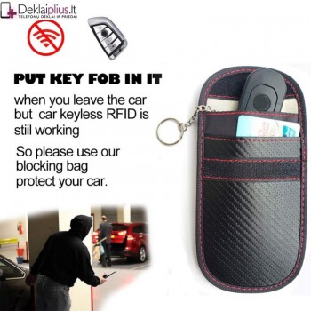Automobilių raktų ryšį blokuojantis dėklas (Keyless GO) (vidiniai matmenys 10.5 cm x 7.5 cm) Automobilių raktų ryšį blokuojantis dėklas (Keyless GO) (vidiniai matmenys 10.5 cm x 7.5 cm)
