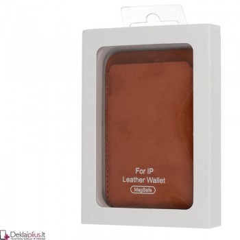 Magnetinis kortelių dėklas alcantara odos - rudas (Apple Iphone 12/13/14/15)